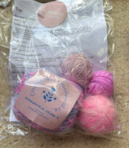 Reste top strikke kit med opskift